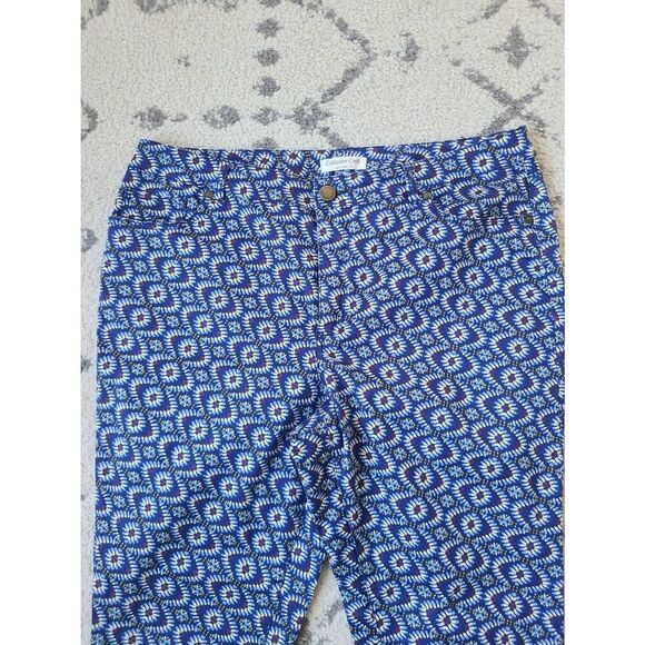 Coldwater Creek Chino Pants Womens 16 Blue Natural Fit Kaleidoscope Print Trendy - Picture 4 of 8